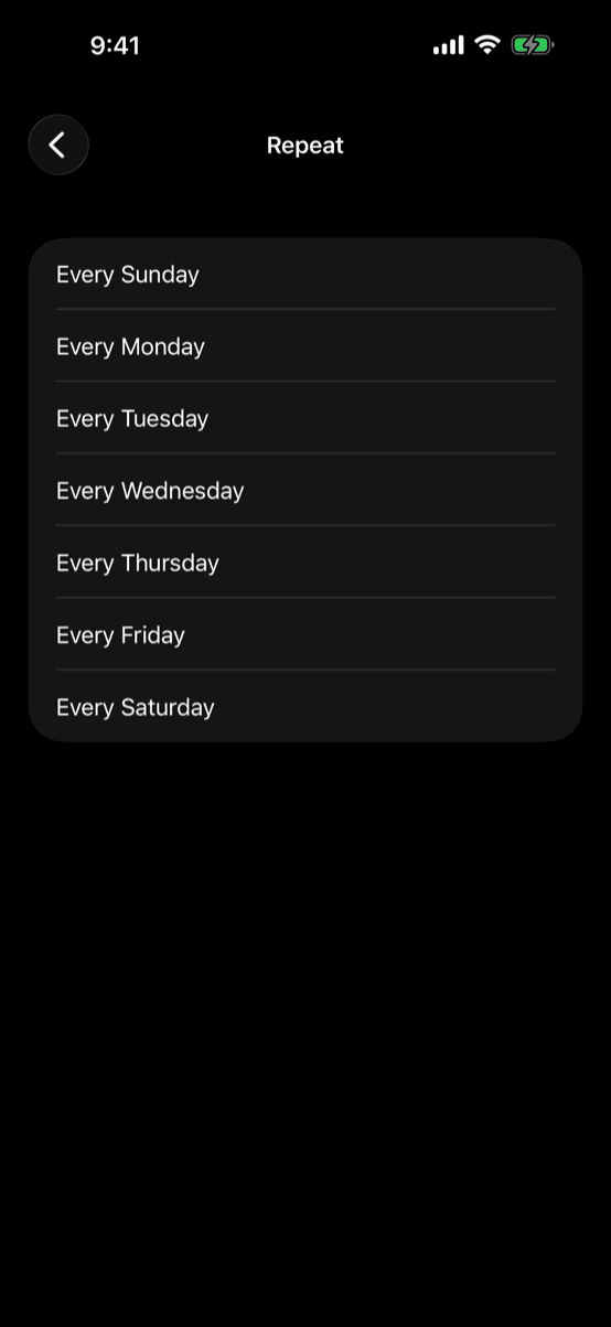 Choosing which days an alarm repeats