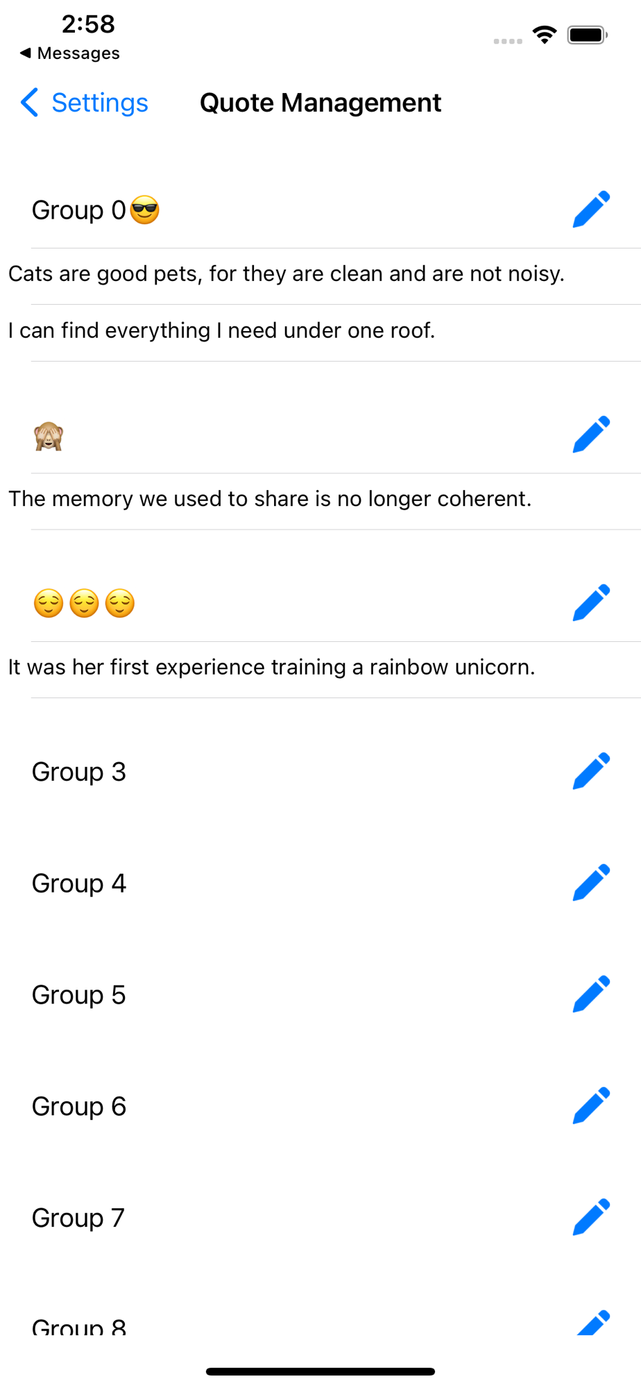 Quoteboard groups full of saved quotes