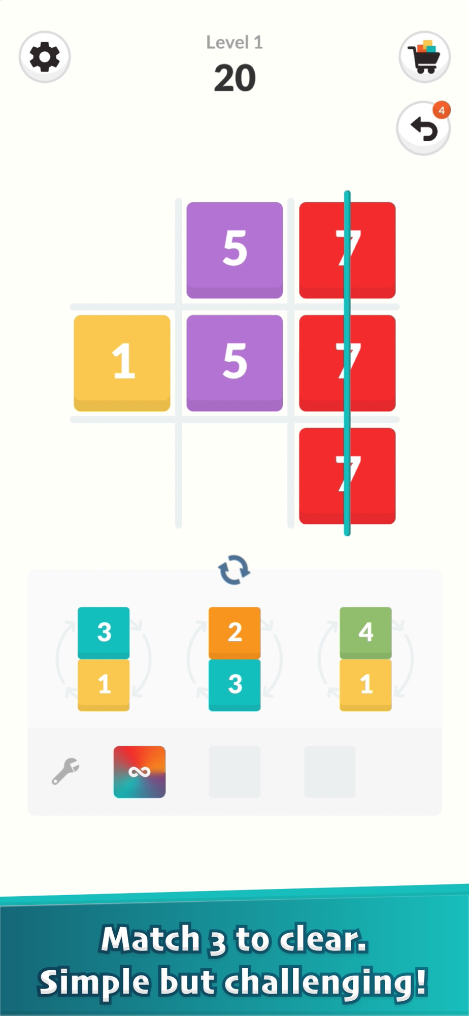 Triple Seven gameplay — matching three tiles to clear a line
